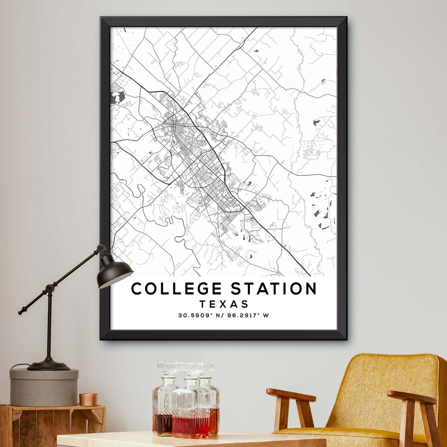 College-Station,Texas Map Print