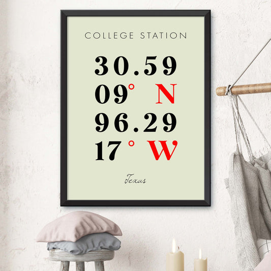 College Station, Texas Coordinate Map