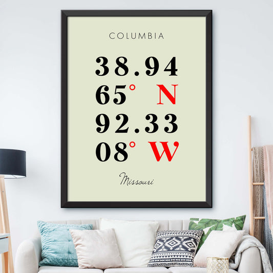 Columbia, Missouri Coordinate Map