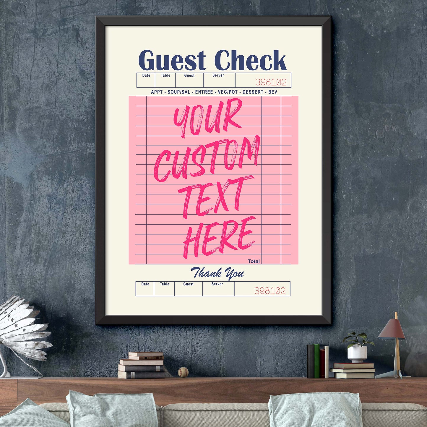 Customizable Guest Check Poster - Pink