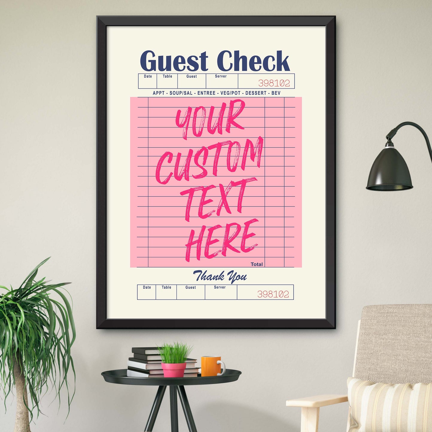 Customizable Guest Check Poster - Pink