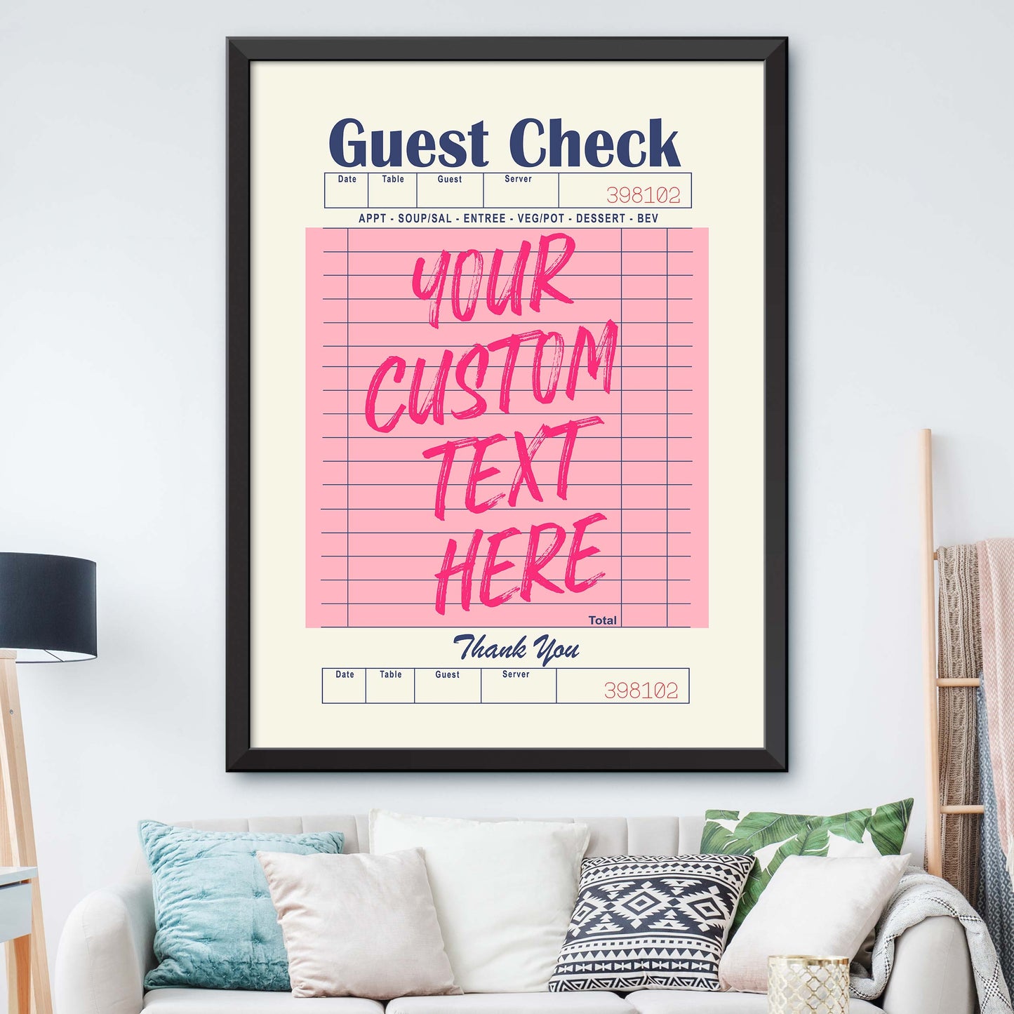 Customizable Guest Check Poster - Pink