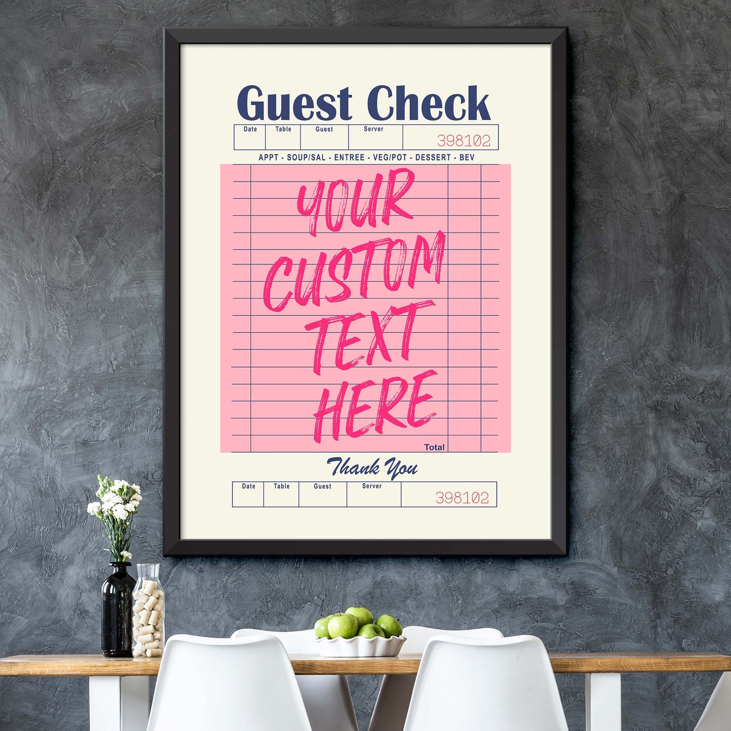 Customizable Guest Check Poster - Pink