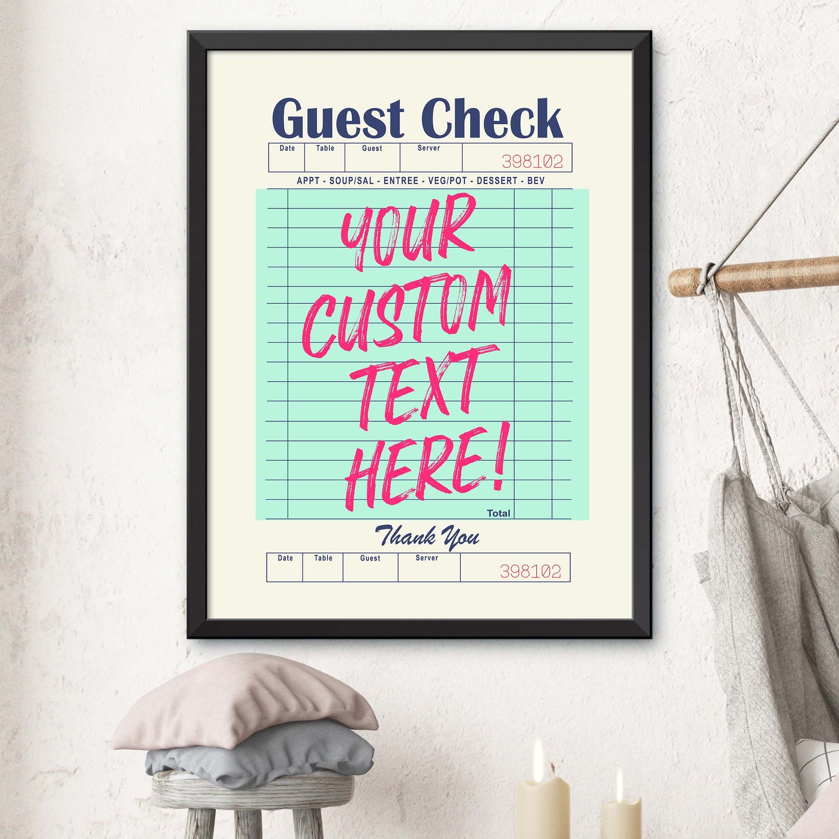 Custom Guest Check Print Green Dormfuly