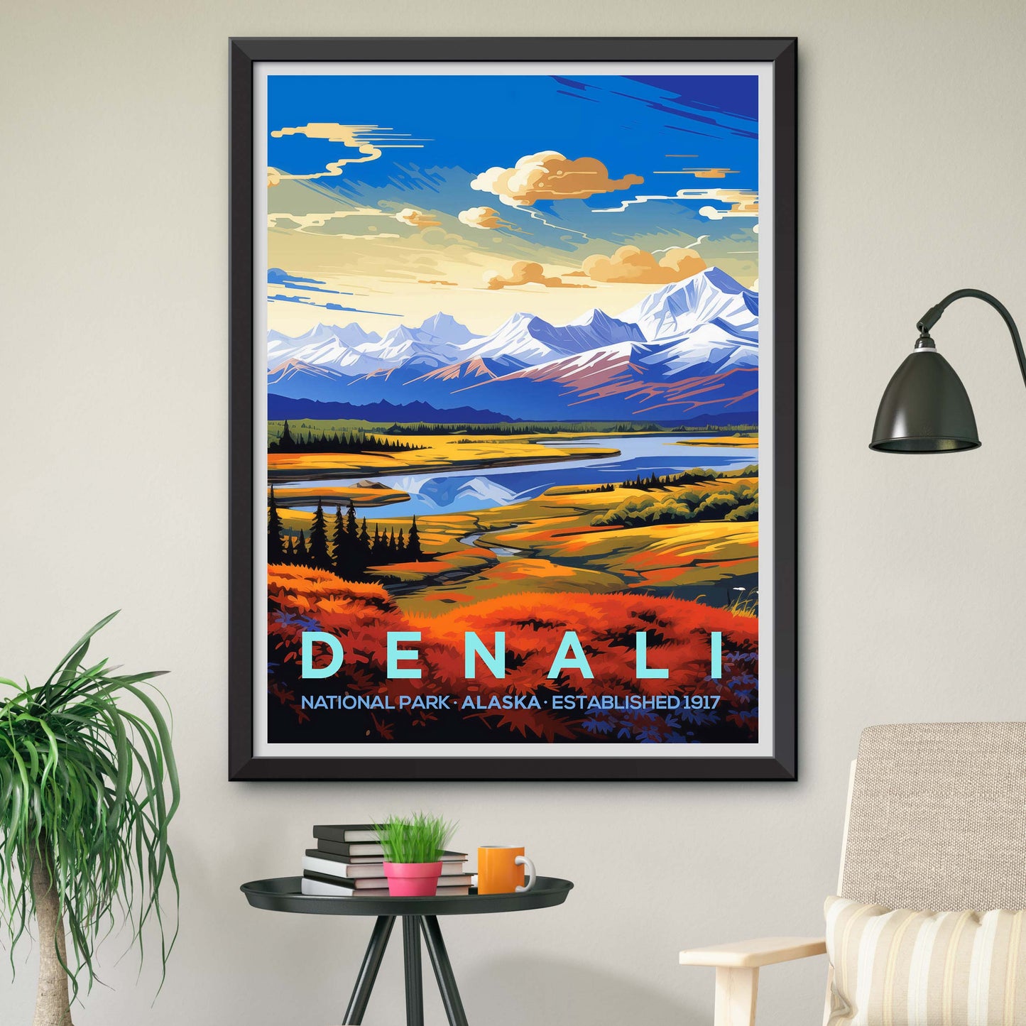 Denali Alaska Travel Print Wall Art, National Park Travel Poster