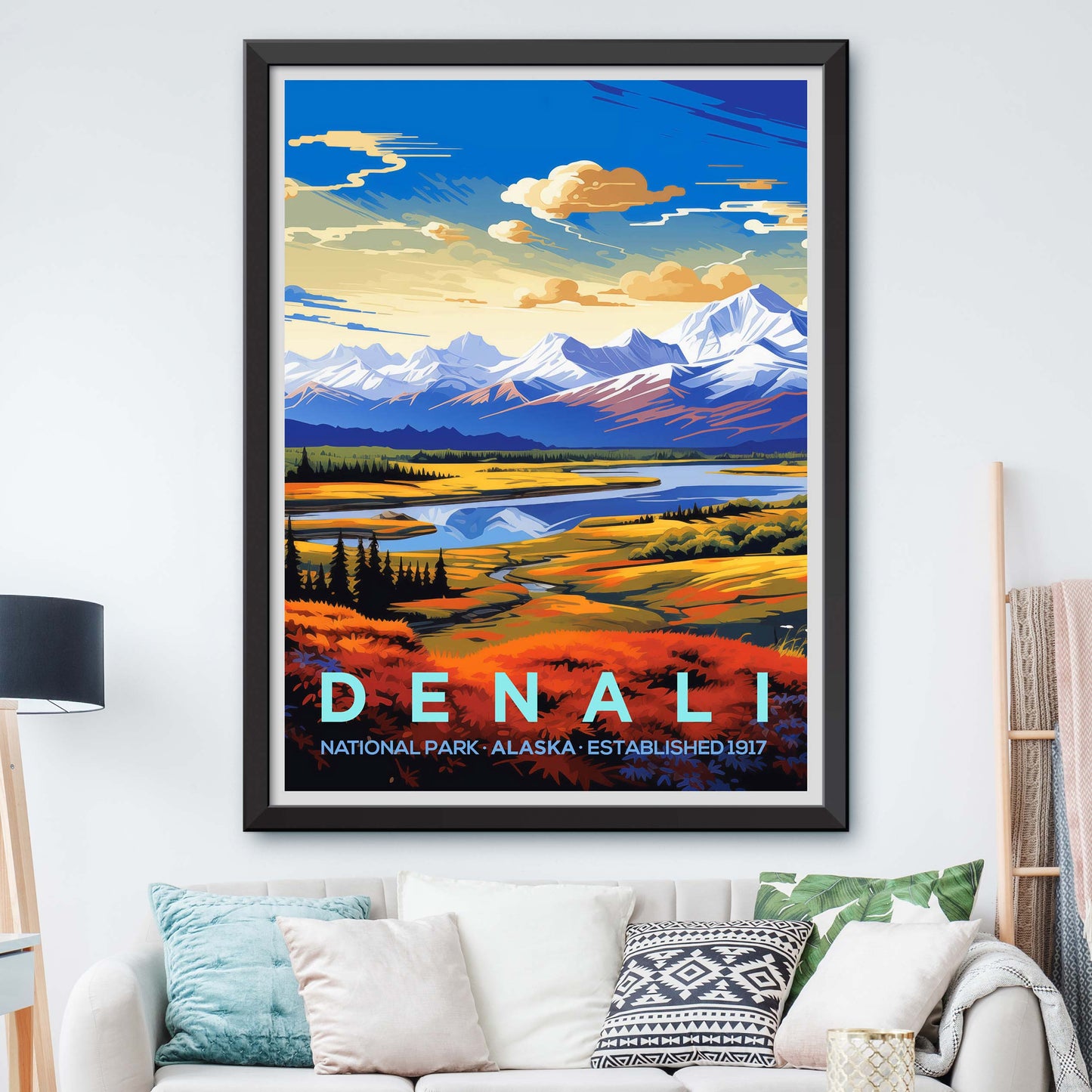 Denali Alaska Travel Print Wall Art, National Park Travel Poster