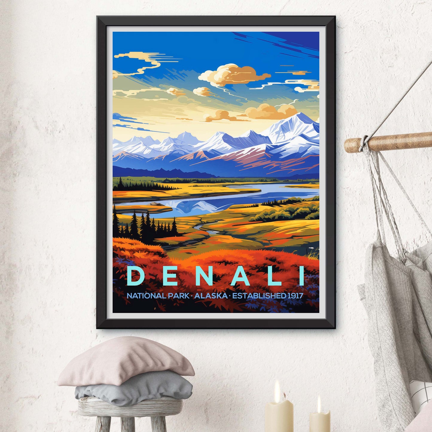 Denali Alaska Travel Print Wall Art, National Park Travel Poster