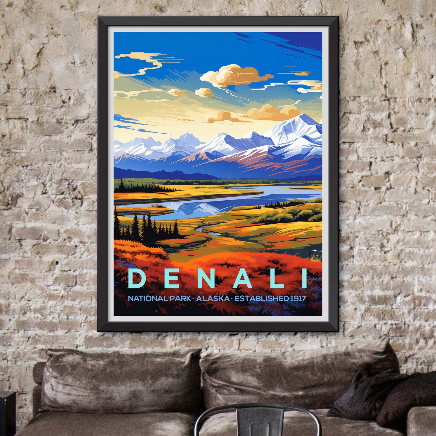 Denali Alaska Travel Print Wall Art, National Park Travel Poster