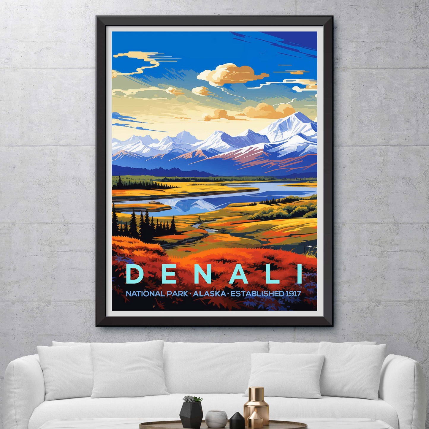 Denali Alaska Travel Print Wall Art, National Park Travel Poster