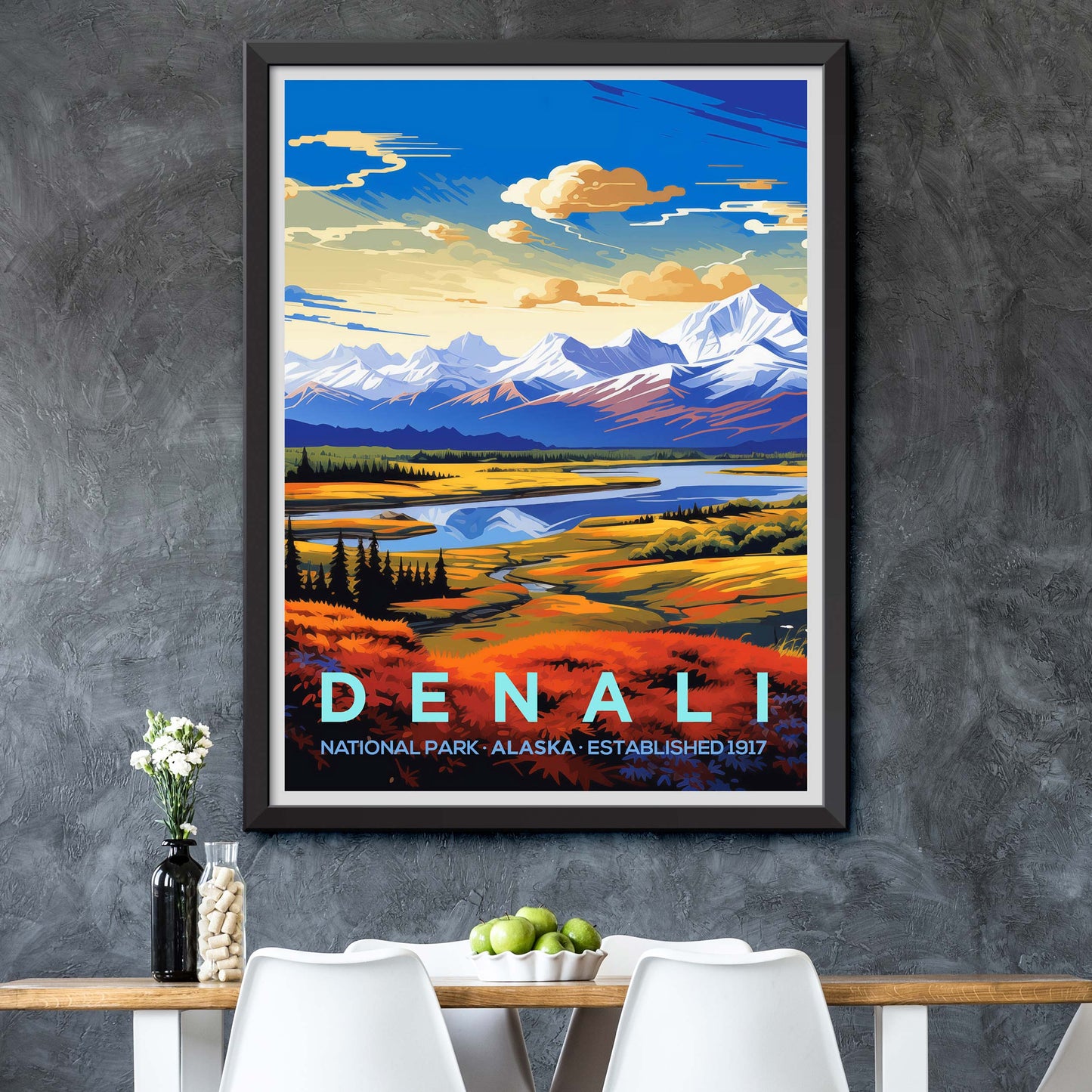 Denali Alaska Travel Print Wall Art, National Park Travel Poster