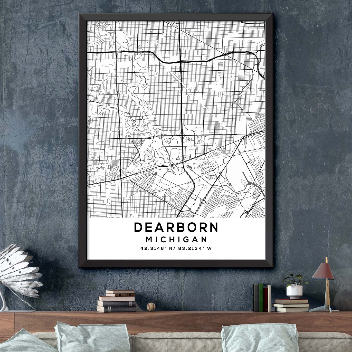 Dearborn,Michigan Map Print