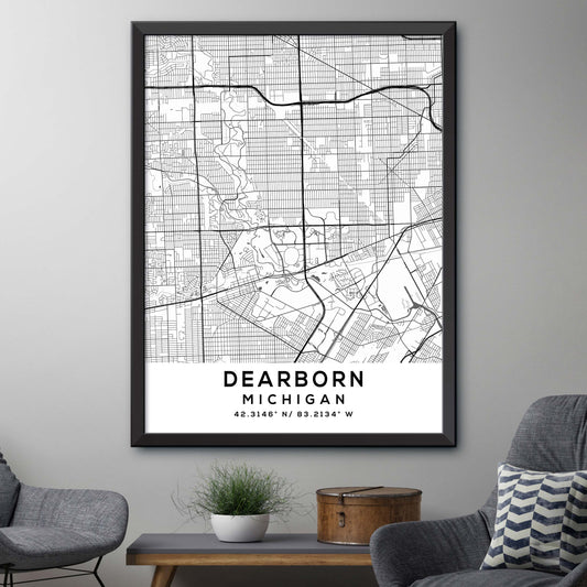 Dearborn,Michigan Map Print