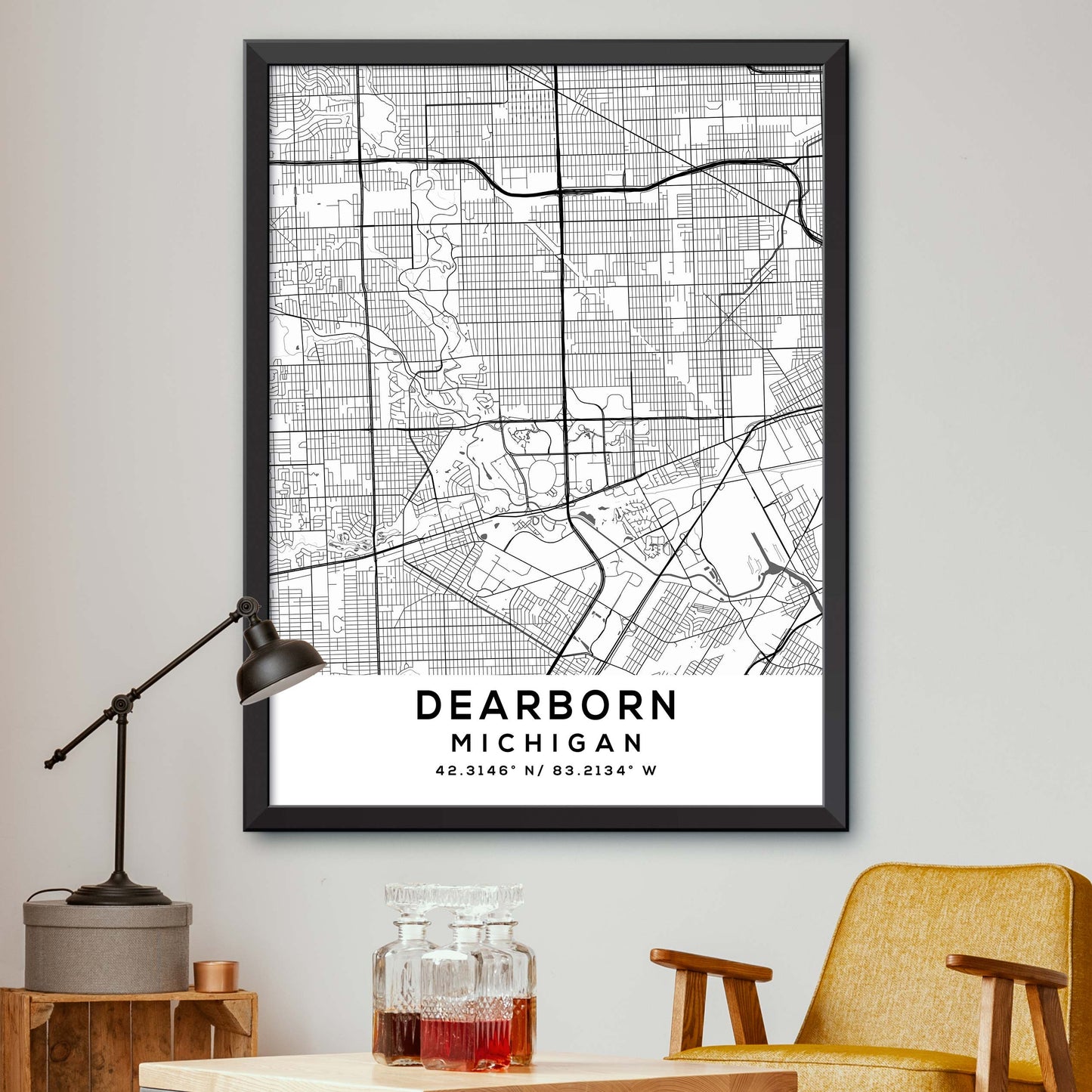 Dearborn,Michigan Map Print