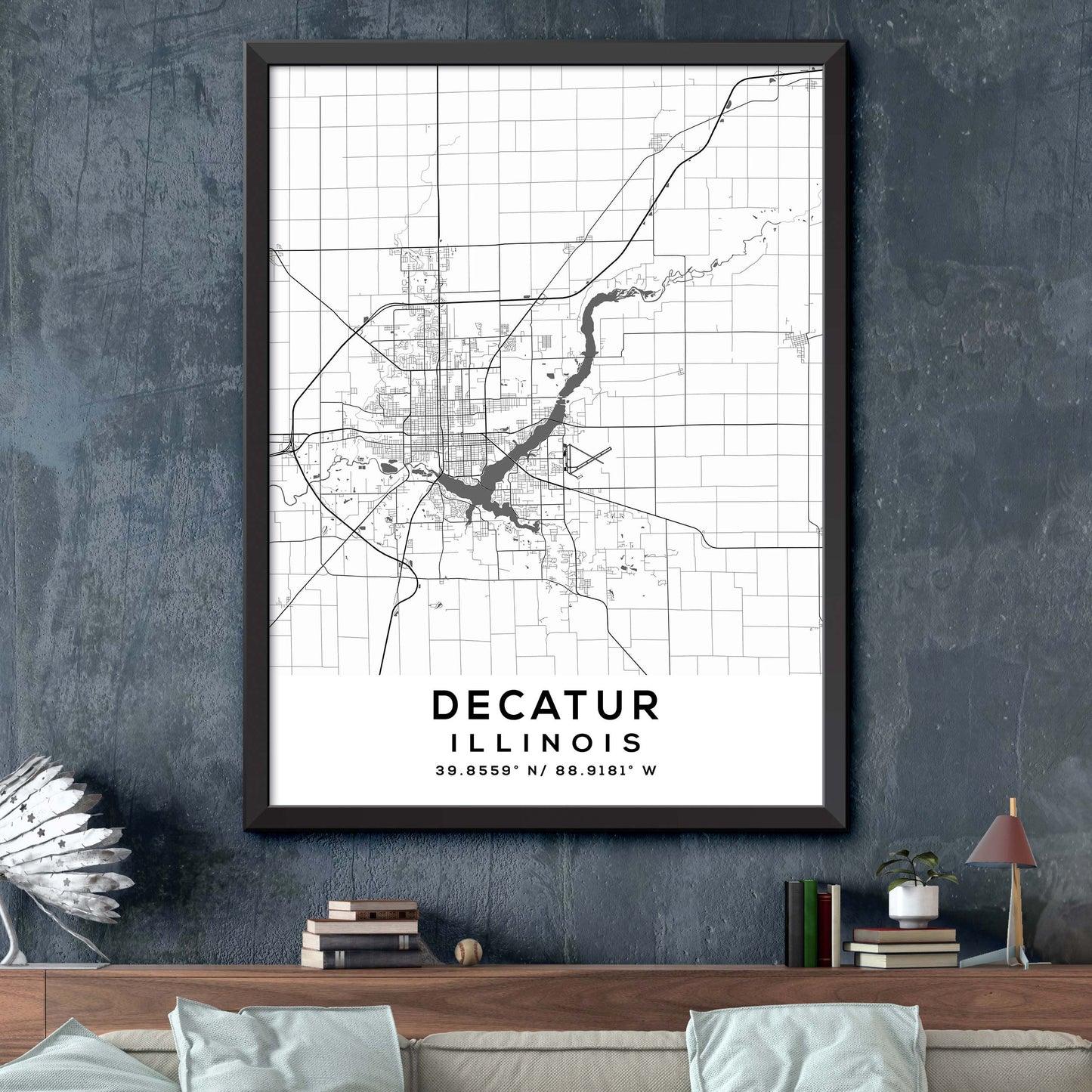 Decatur,Illinois Map Print