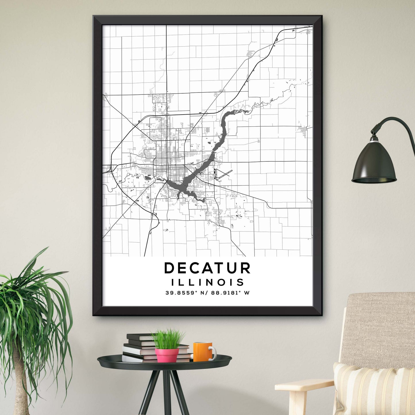 Decatur,Illinois Map Print