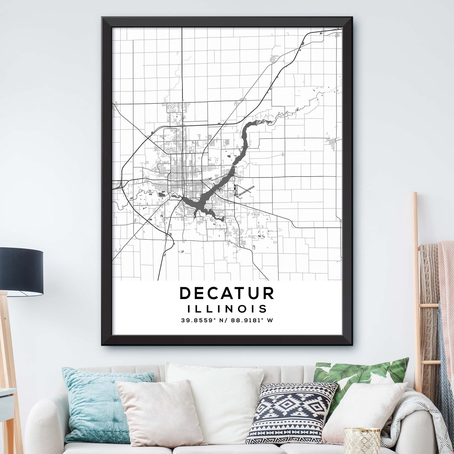 Decatur,Illinois Map Print