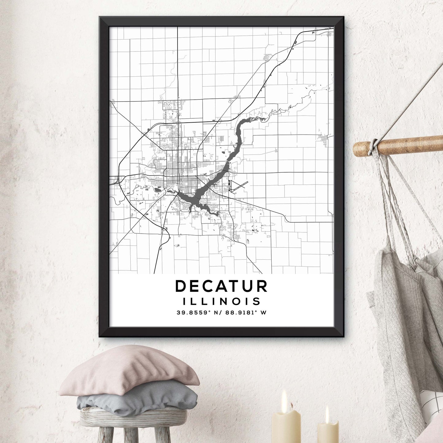 Decatur,Illinois Map Print