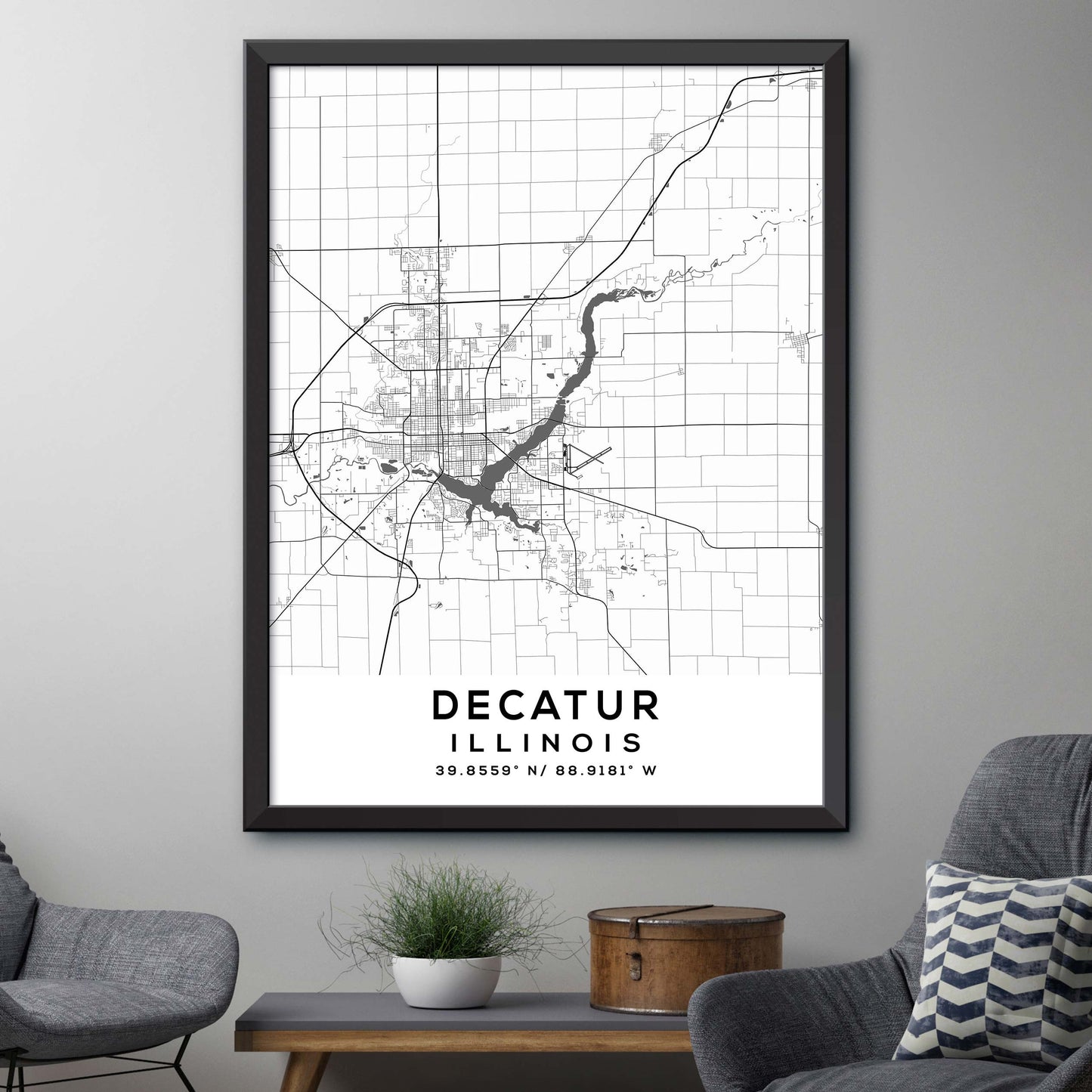 Decatur,Illinois Map Print