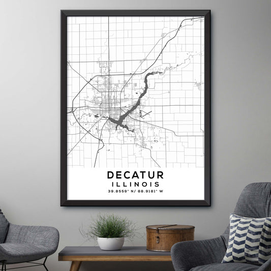 Decatur,Illinois Map Print