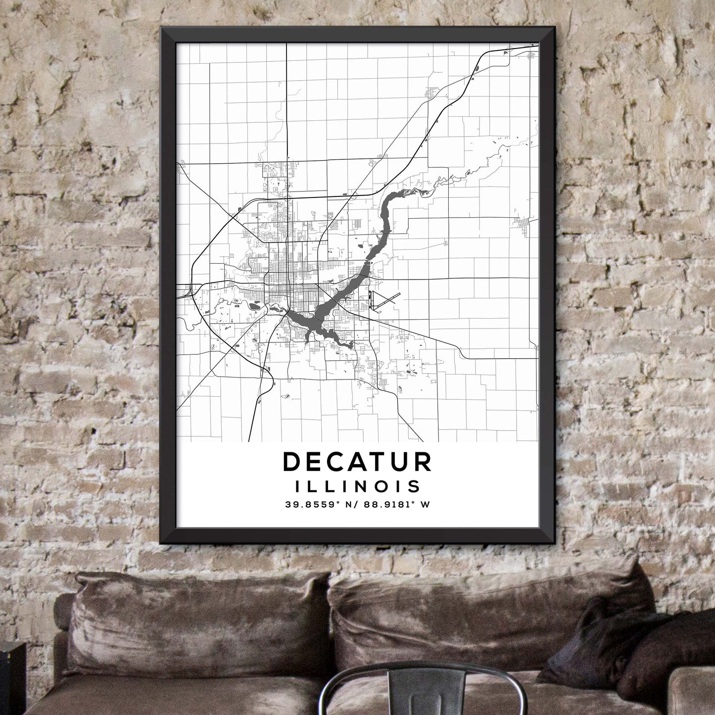 Decatur,Illinois Map Print