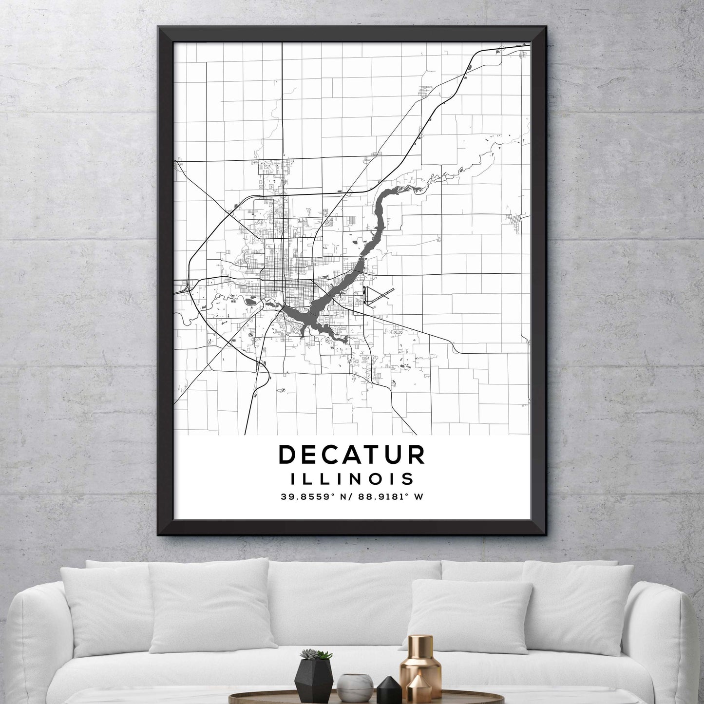 Decatur,Illinois Map Print