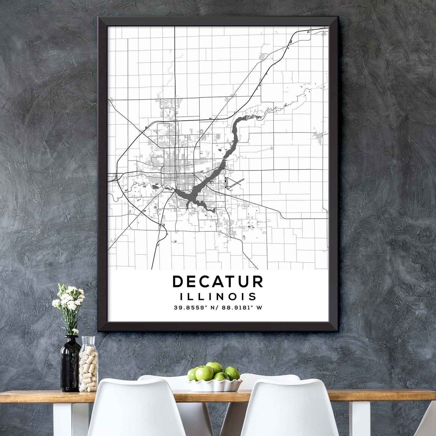 Decatur,Illinois Map Print