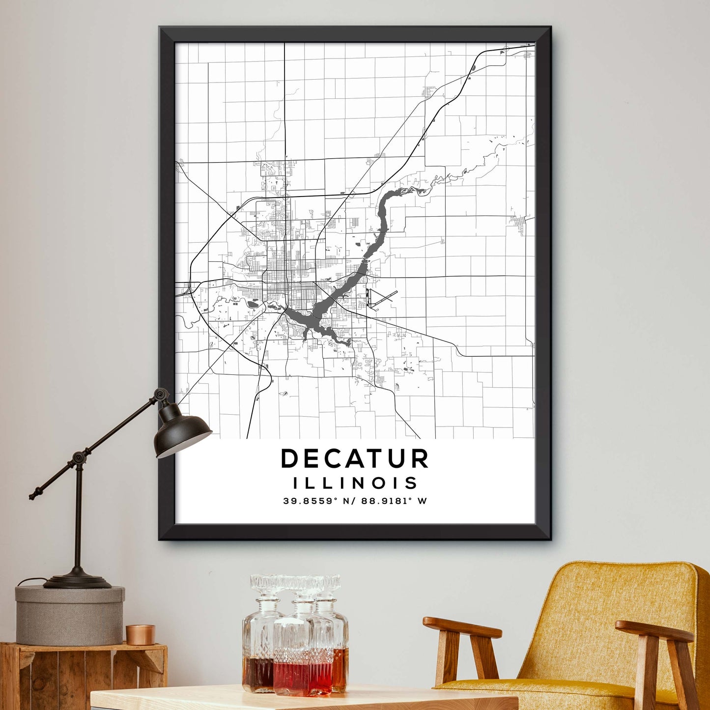 Decatur,Illinois Map Print