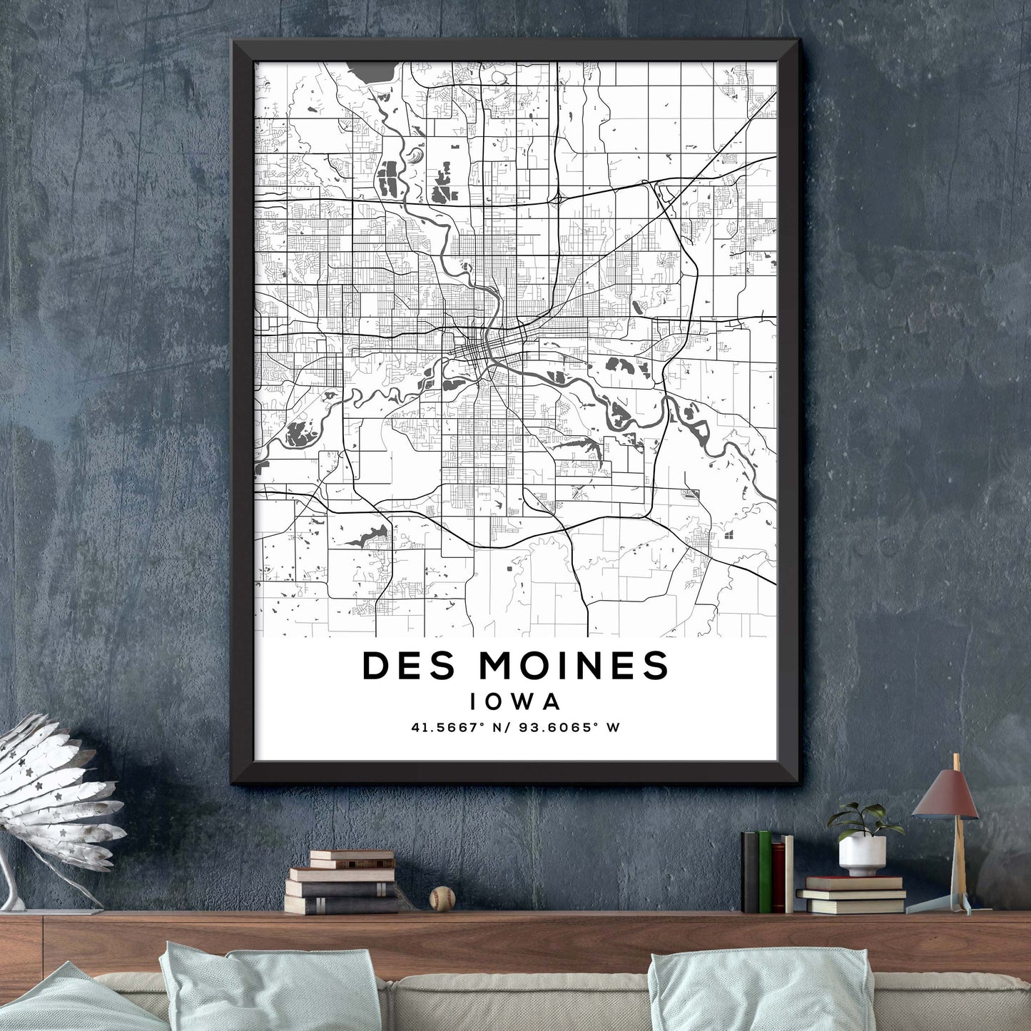 Des-Moines,Iowa Map Print