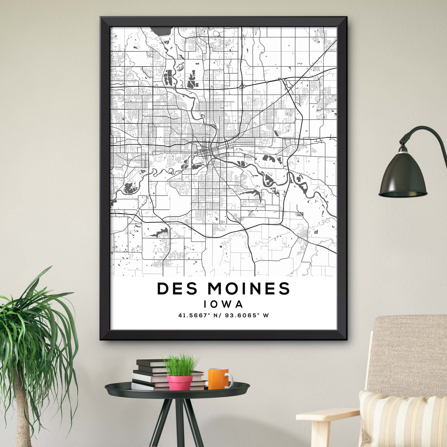 Des-Moines,Iowa Map Print