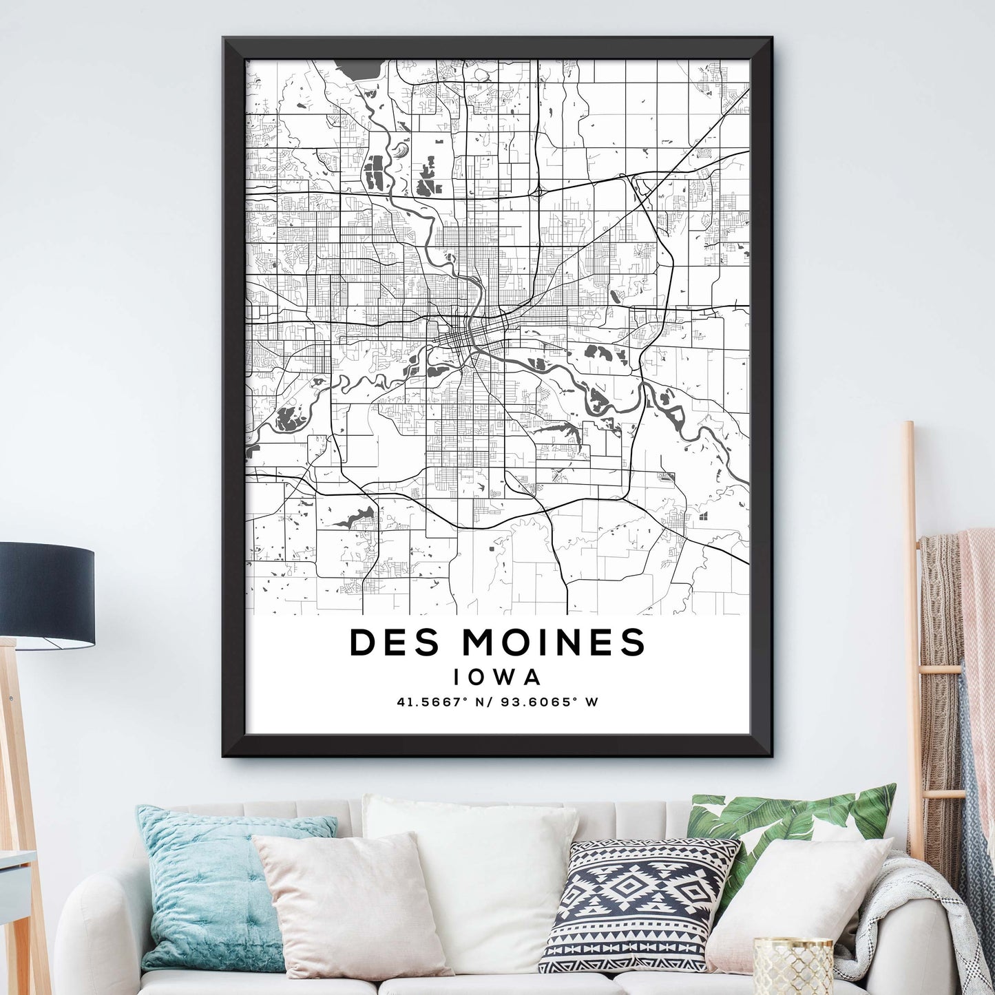 Des-Moines,Iowa Map Print