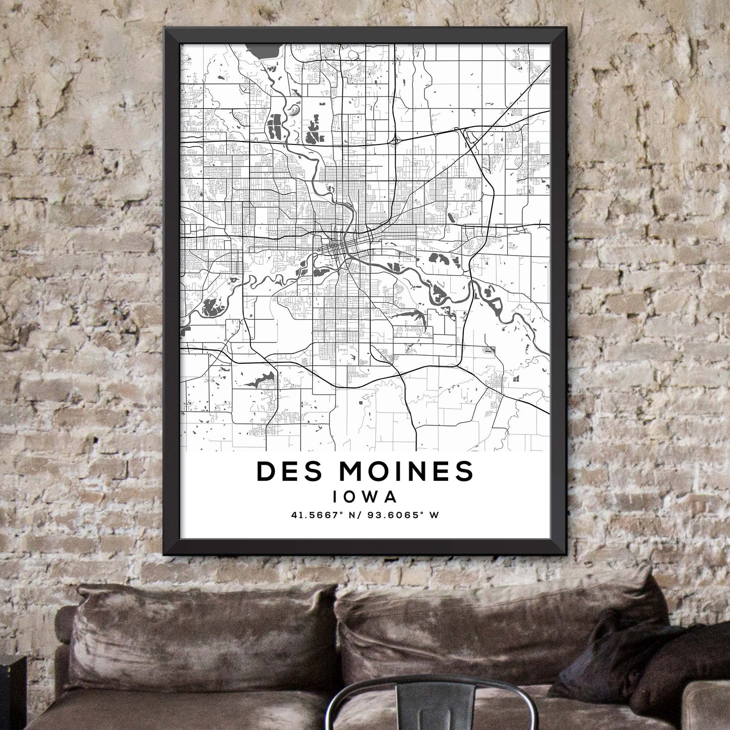 Des-Moines,Iowa Map Print