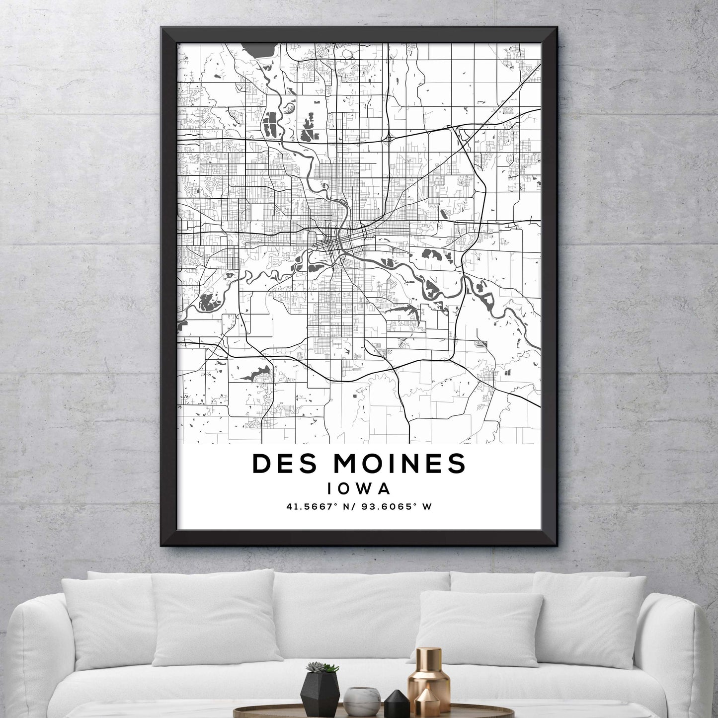 Des-Moines,Iowa Map Print