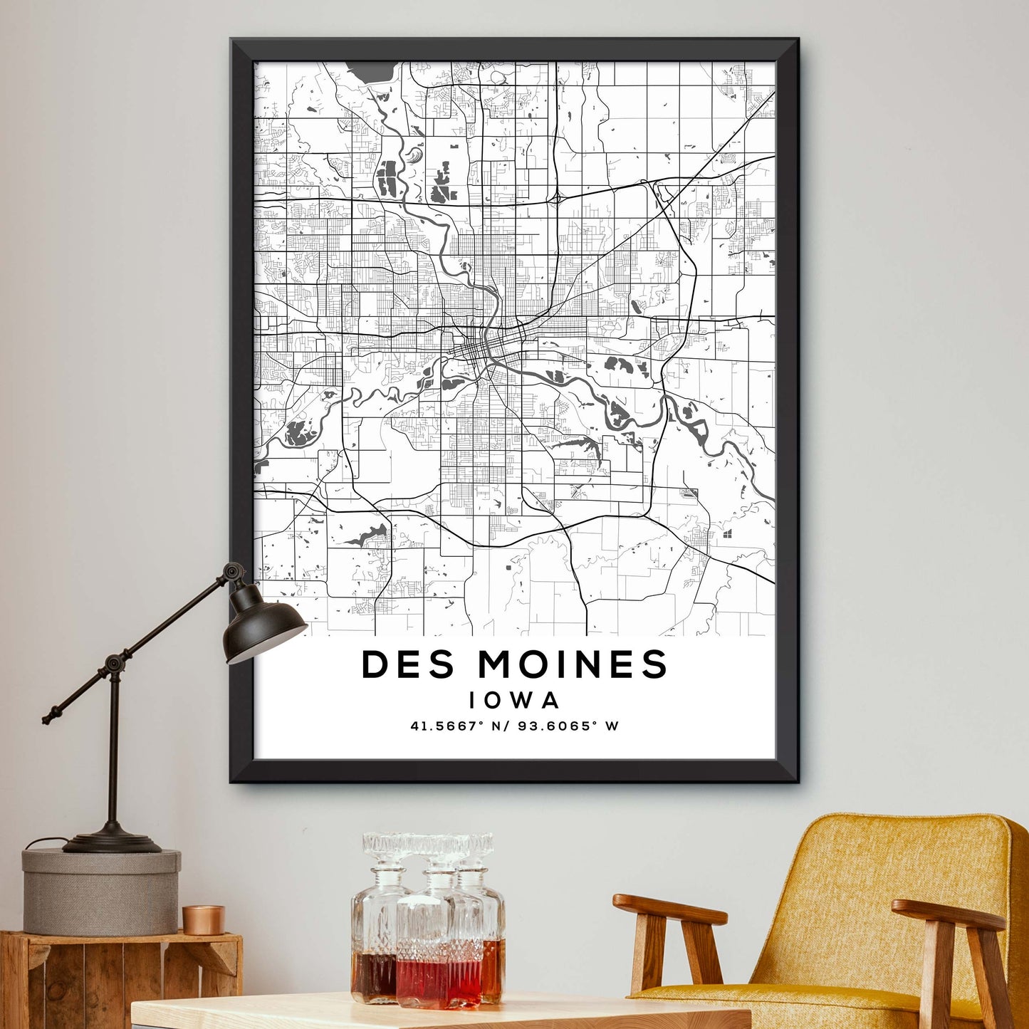 Des-Moines,Iowa Map Print