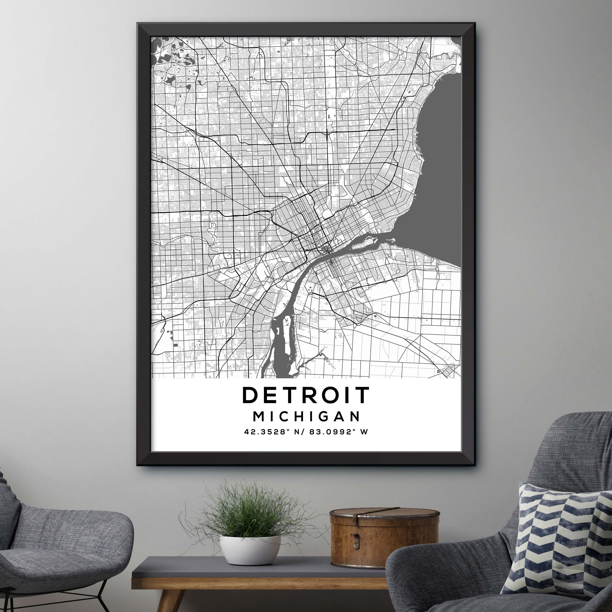 Detroit, Michigan Map Print – Dormfuly