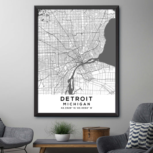 Detroit,Michigan Map Print