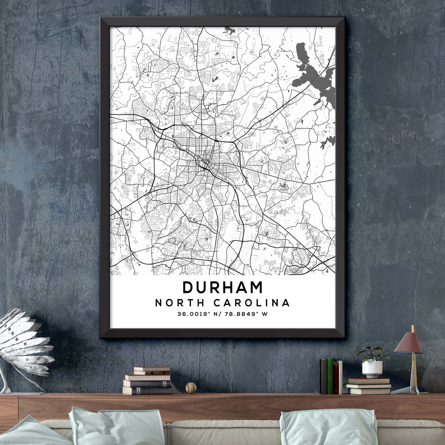 Durham,North-Carolina Map Print