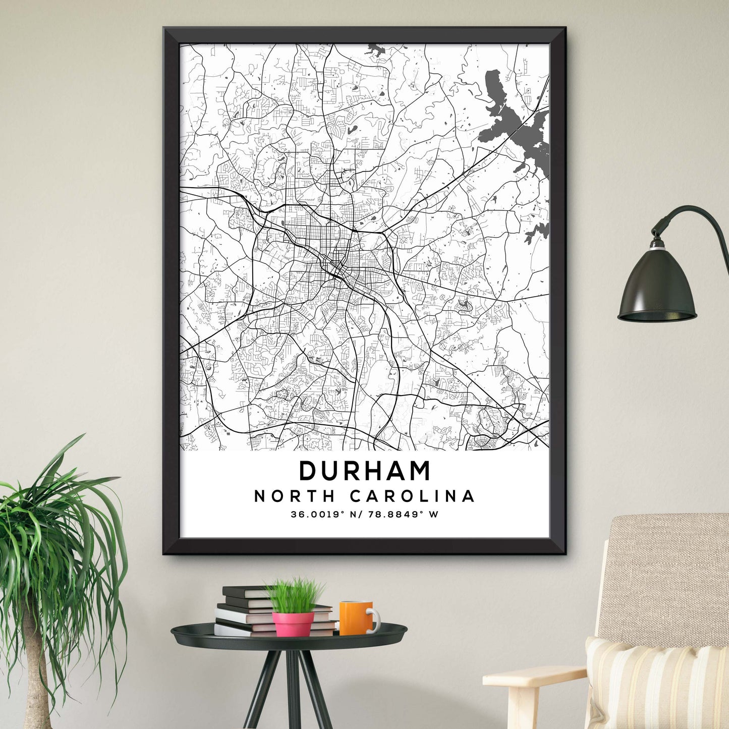 Durham,North-Carolina Map Print