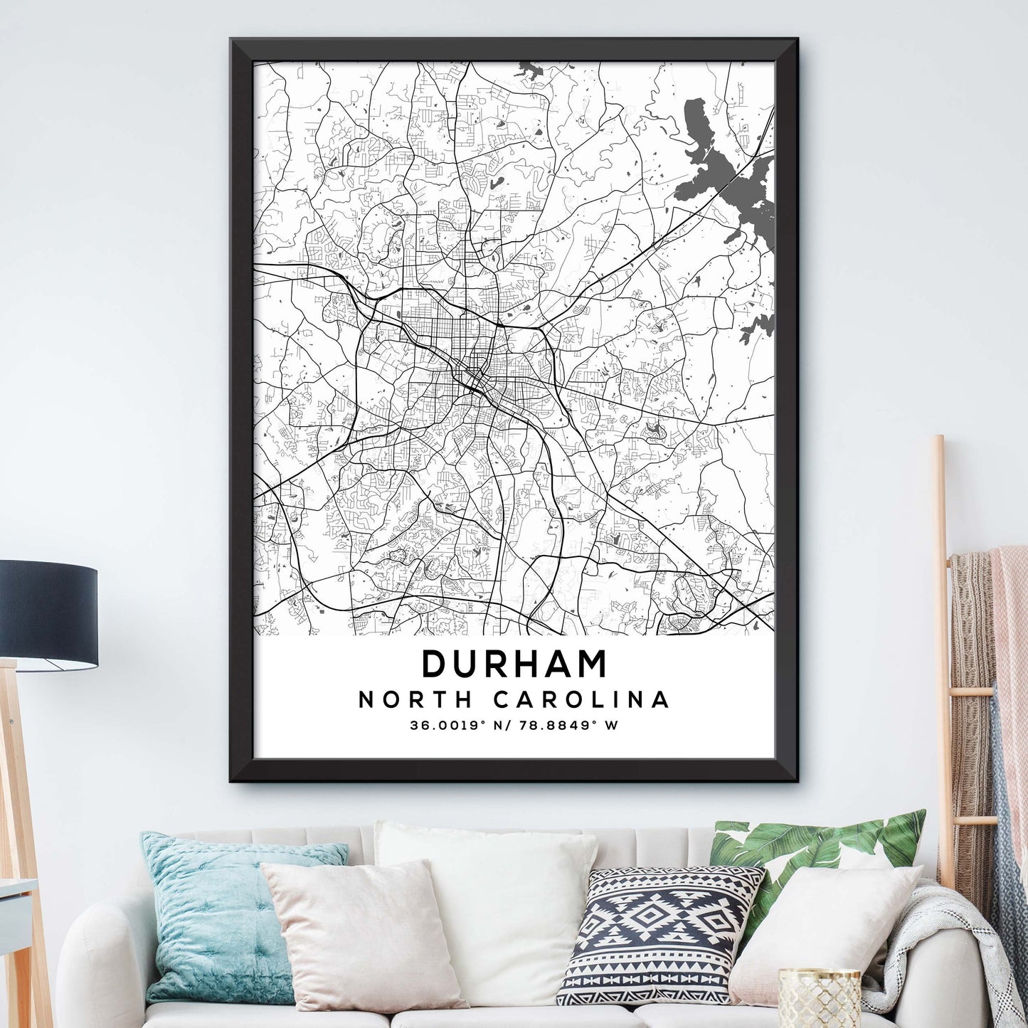 Durham,North-Carolina Map Print