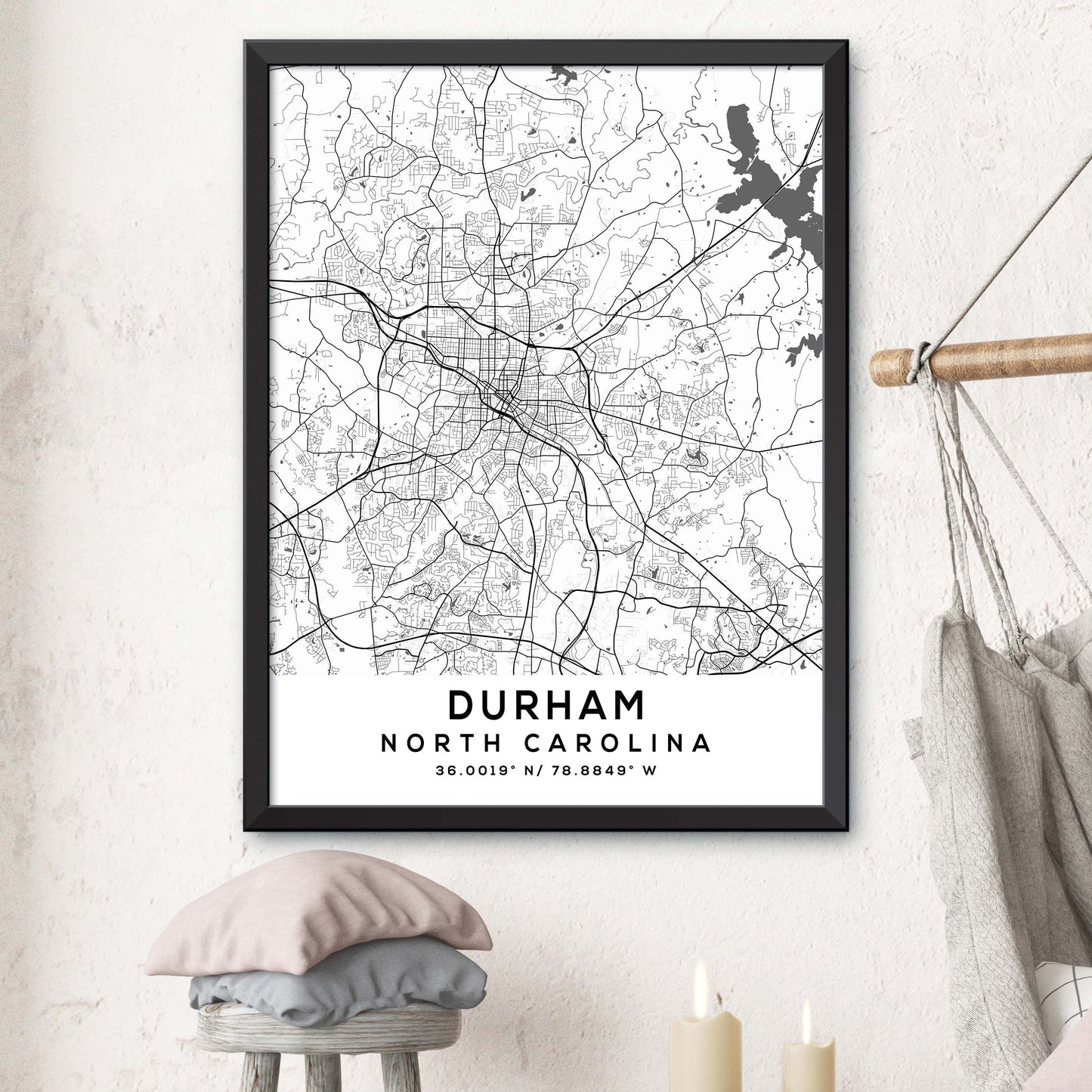 Durham,North-Carolina Map Print