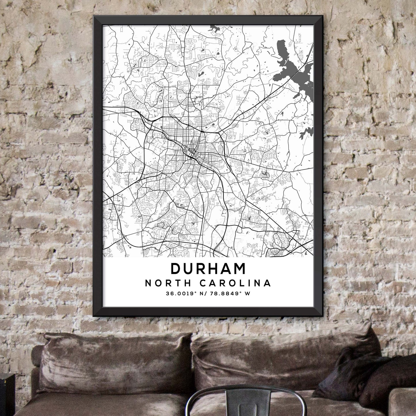 Durham,North-Carolina Map Print