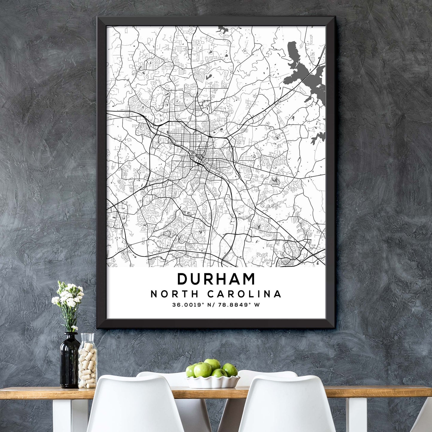 Durham,North-Carolina Map Print