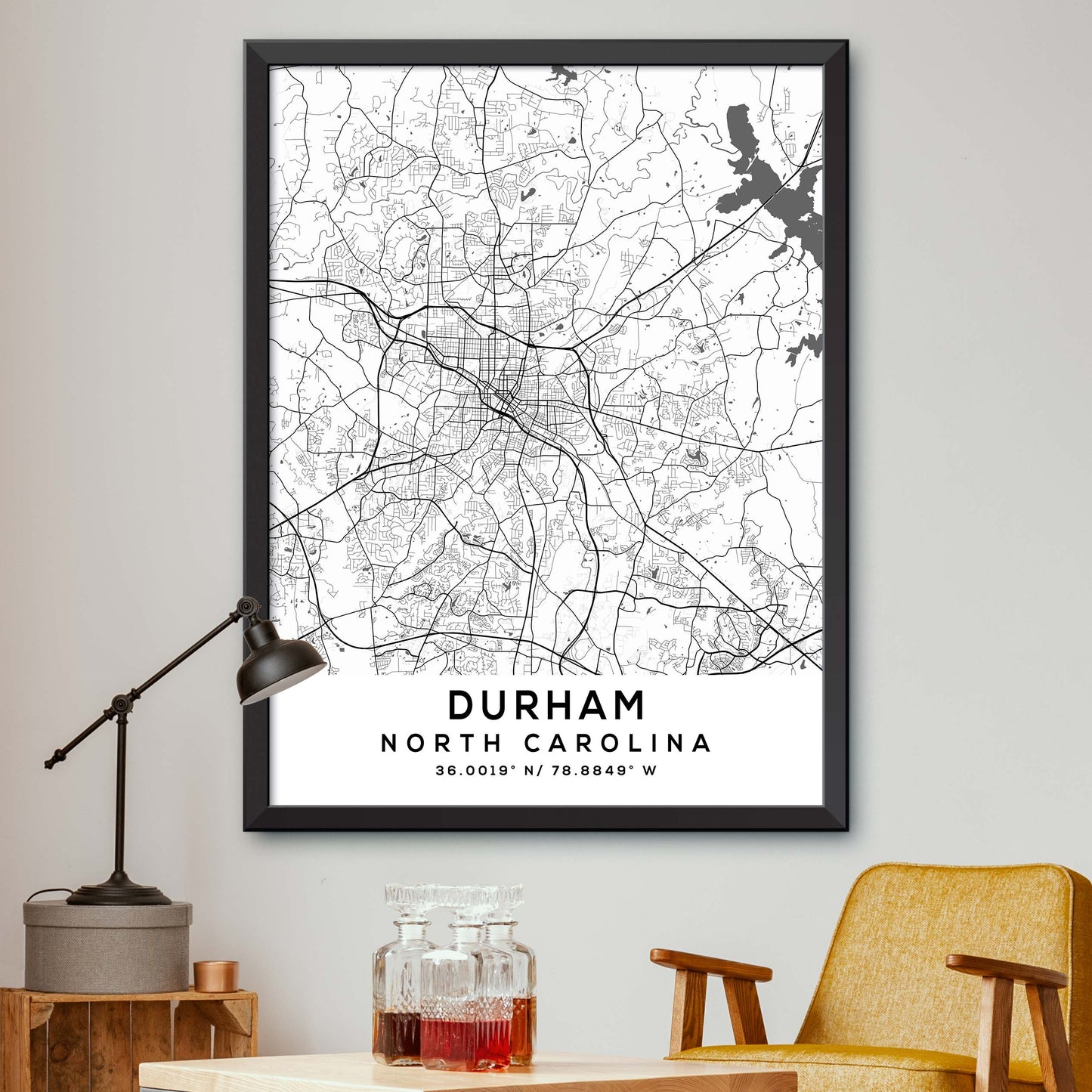 Durham,North-Carolina Map Print