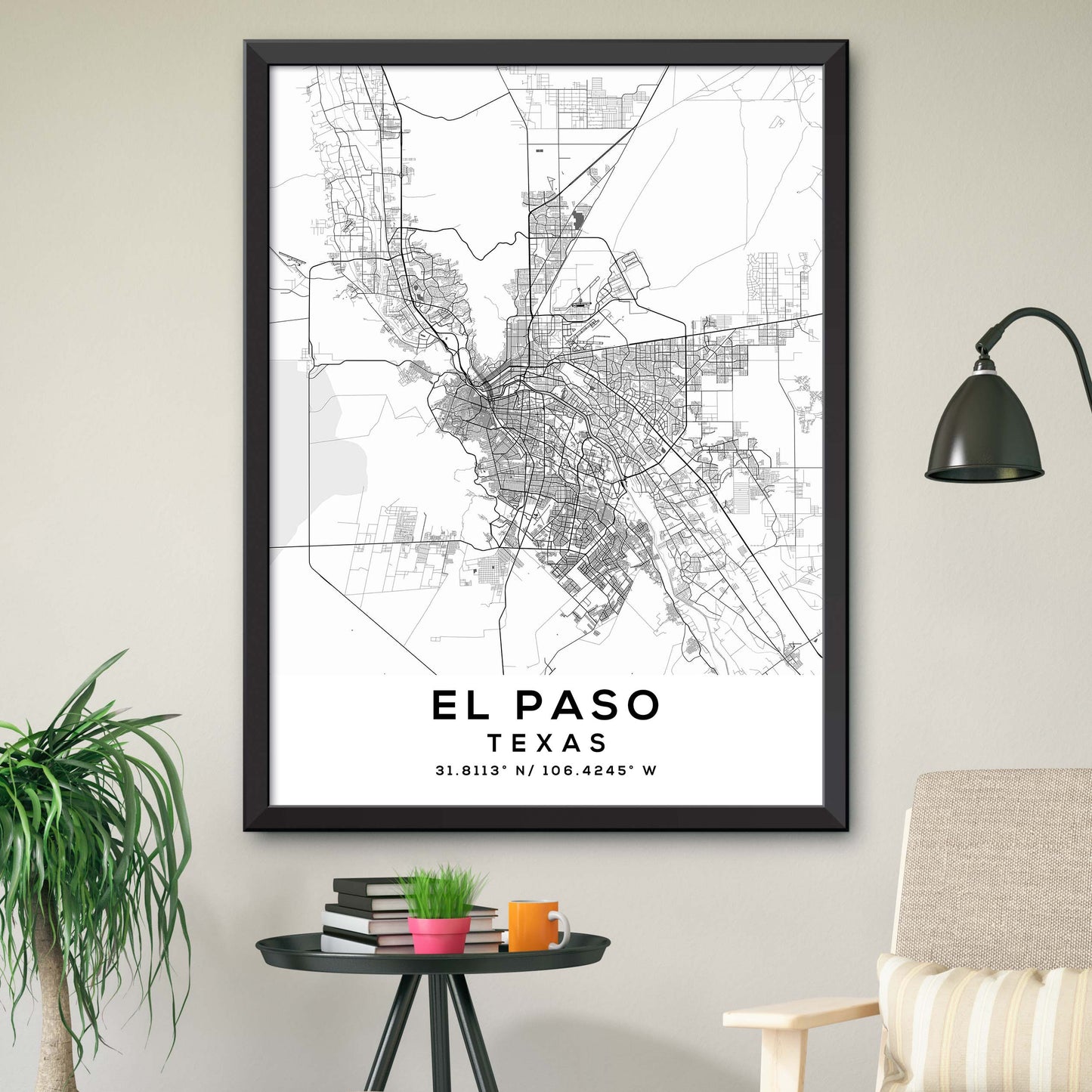 El-Paso,Texas Map Print