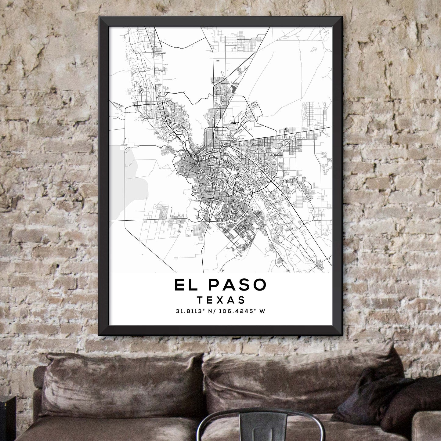 El-Paso,Texas Map Print