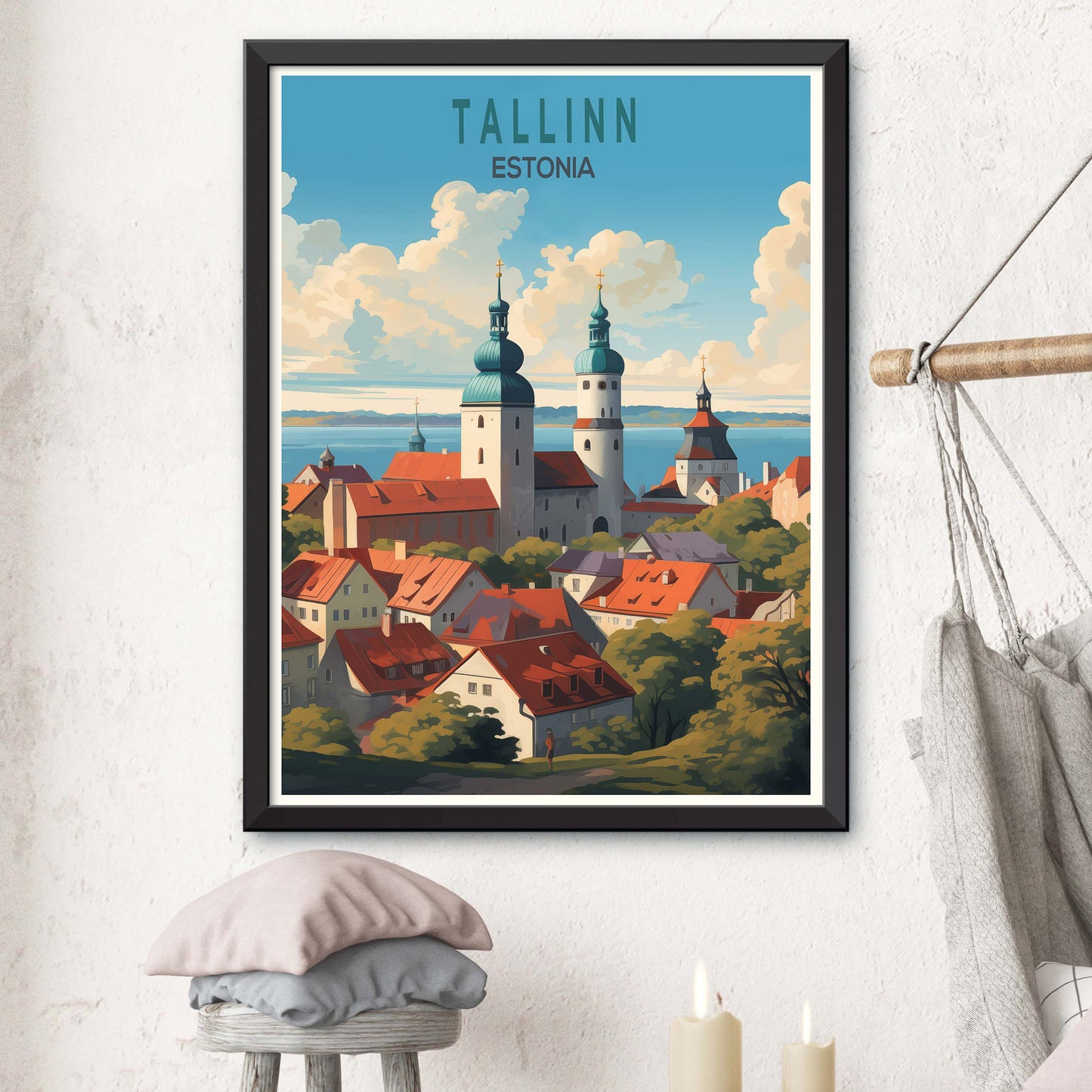Tallinn Estonia Travel Poster Wall Art, Tallinn Estonia Travel Poster