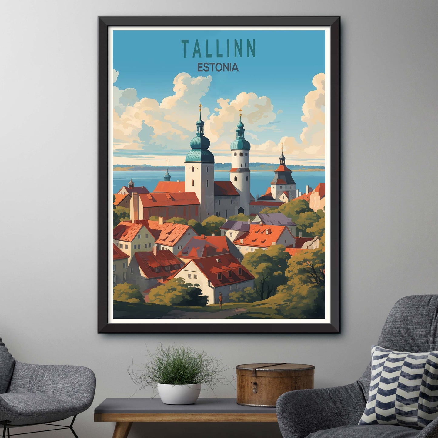 Tallinn Estonia Travel Poster Wall Art, Tallinn Estonia Travel Poster