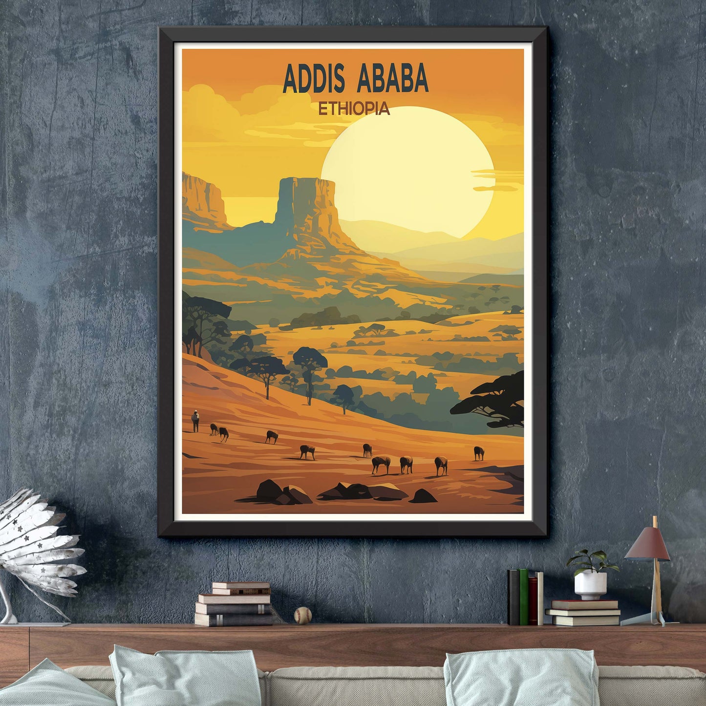 Addis Ababa city print, Addis Ababa painting, Ethiopia poster