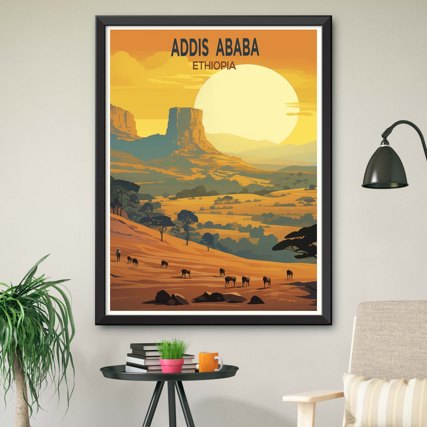 Addis Ababa city print, Addis Ababa painting, Ethiopia poster