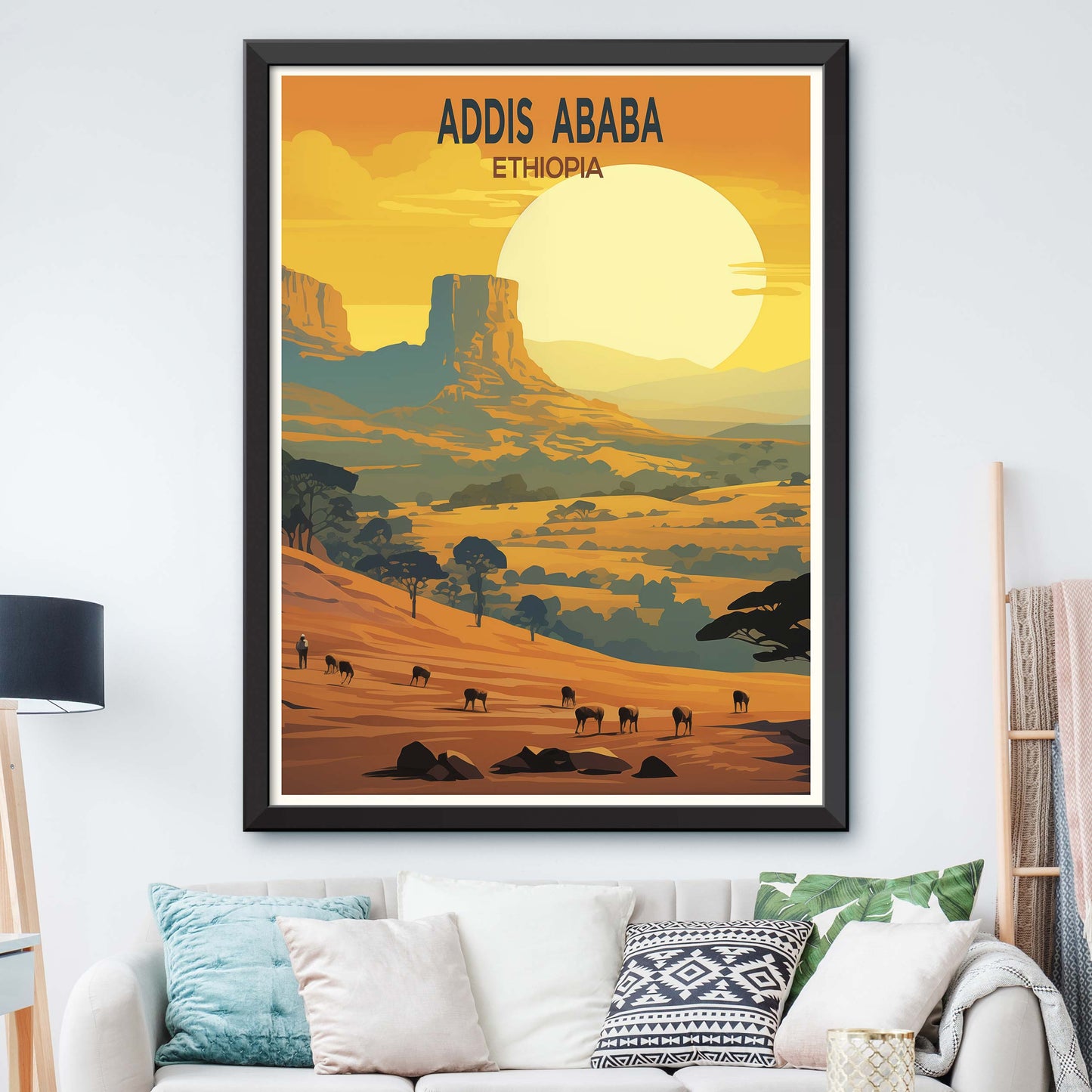 Addis Ababa city print, Addis Ababa painting, Ethiopia poster