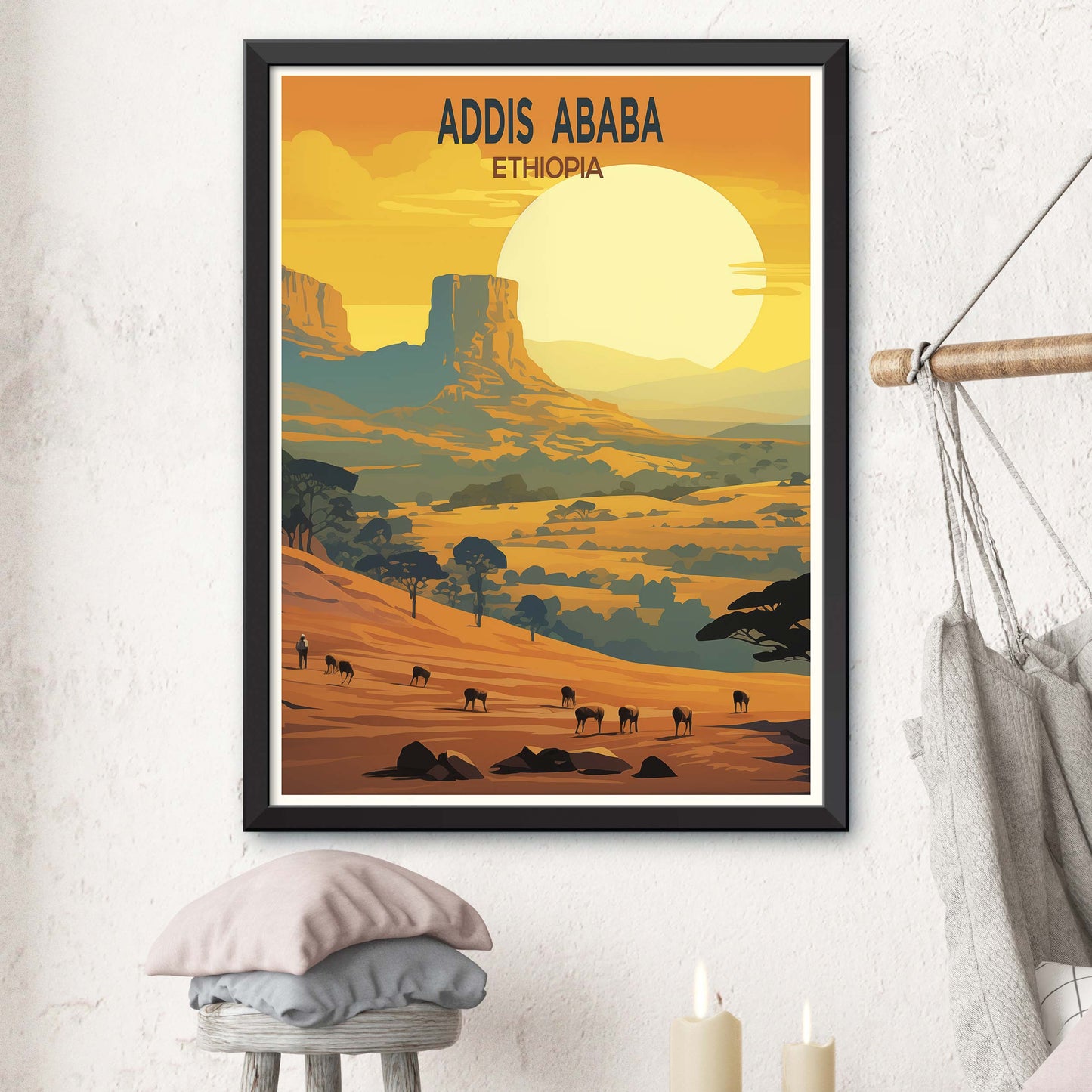 Addis Ababa city print, Addis Ababa painting, Ethiopia poster